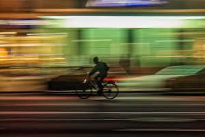 bike rider at night