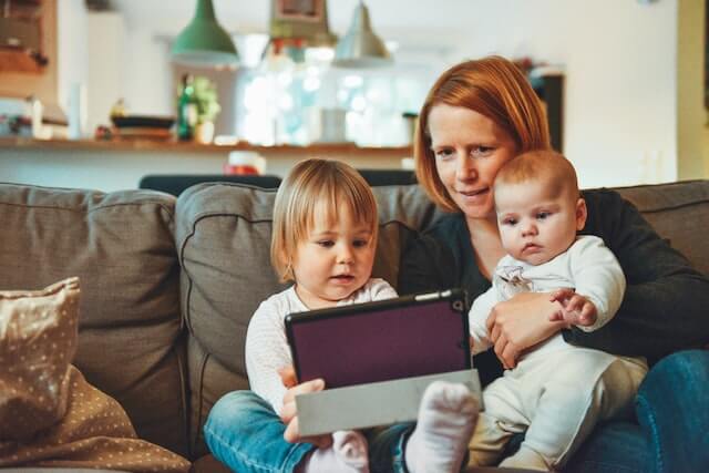 lady with two children