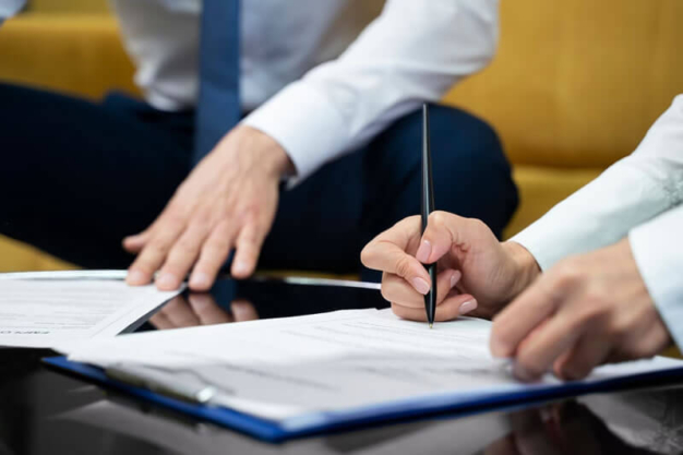 person signing document