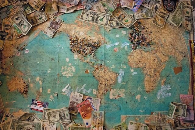 international map and money
