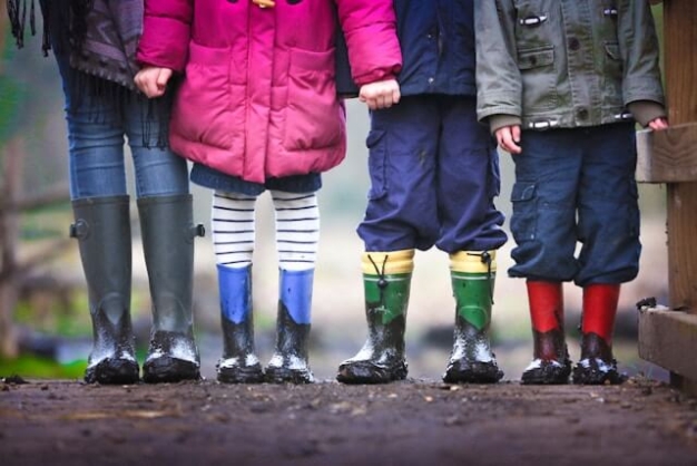 children in wellies